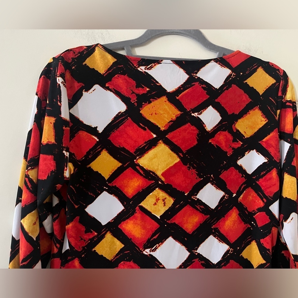 Premise Vibrant Multicolor Cowl Neck Blouse Women’s Size Medium - Picture 2 of 14